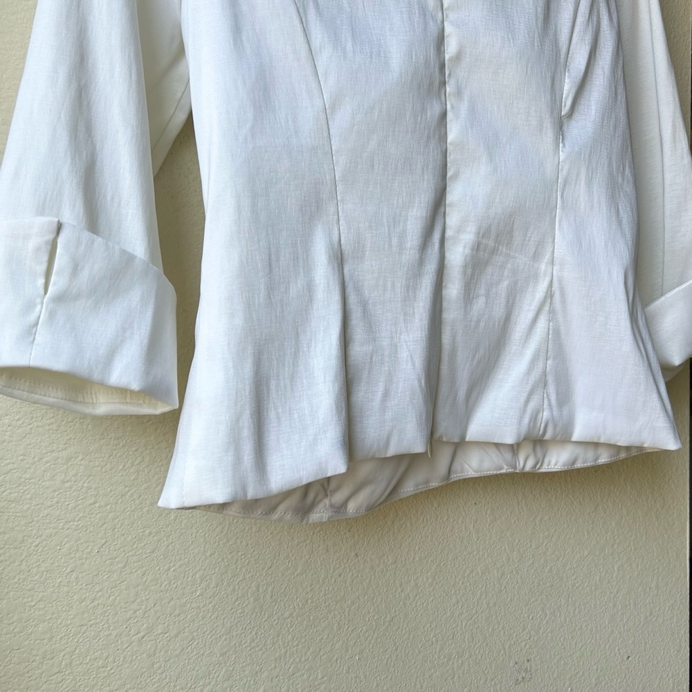 XSCAPE White Black Ruffled Formal Blouse Sz 12 - Picture 10 of 14